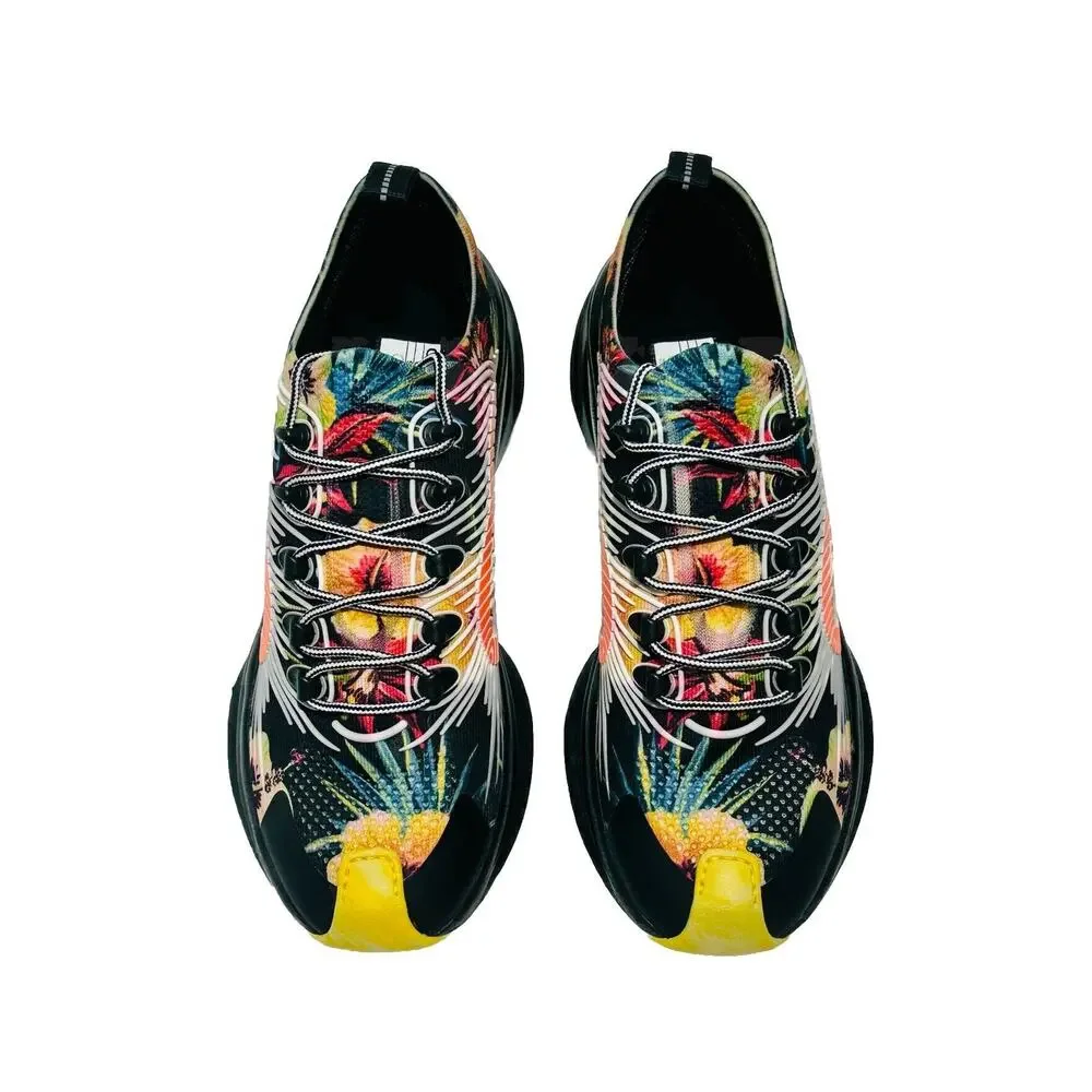 Gucci Run 9.5/ US 10 Knit Low Top Sneakers Black Floral Print Shoes NIB $920